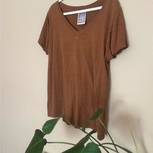 Jungmaven Tan V-Neck Short Sleeve Tee